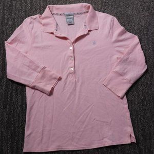 Old Navy Juniors Medium Pink 3/4 Sleeve Collared Top